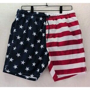 Old Navy American Flag 7" Inseam Swim Trunks Men's Sz Medium Red White Blue NWT